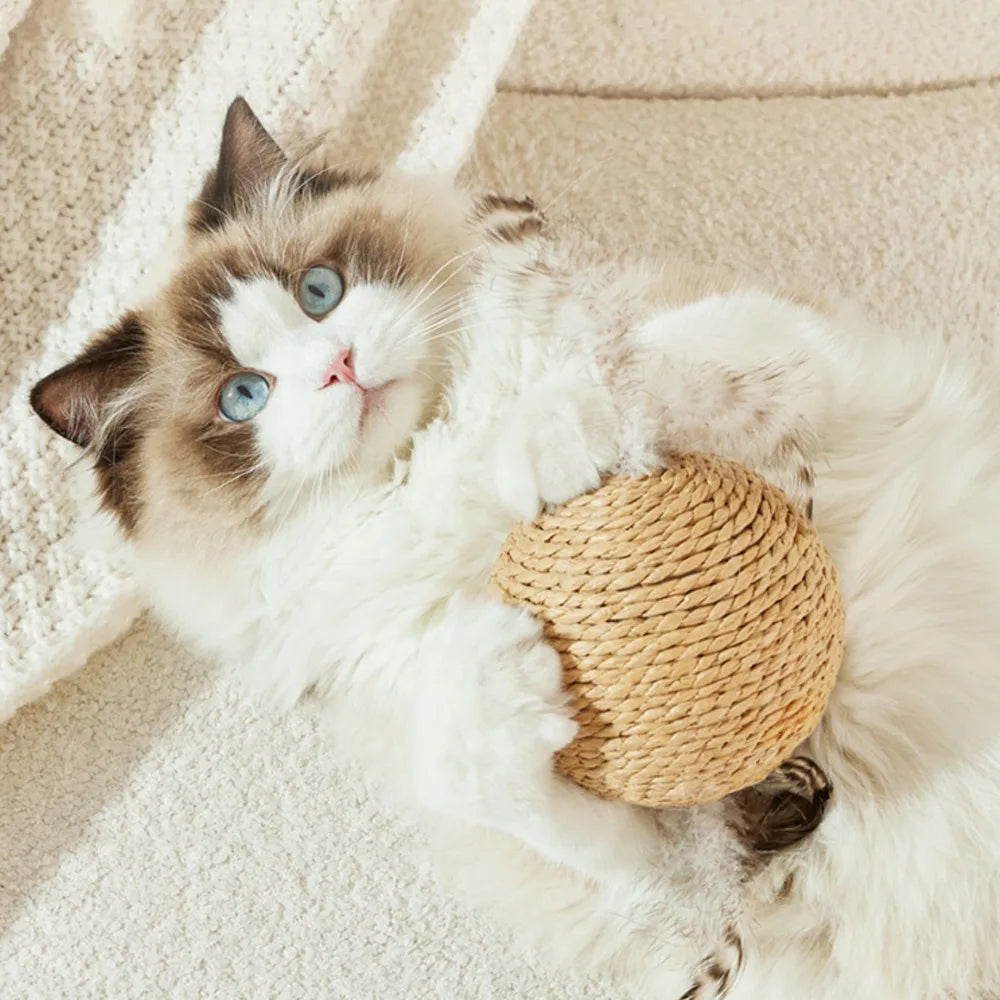 Sisal Cat Scratching Ball Toy with Bell — 10cm