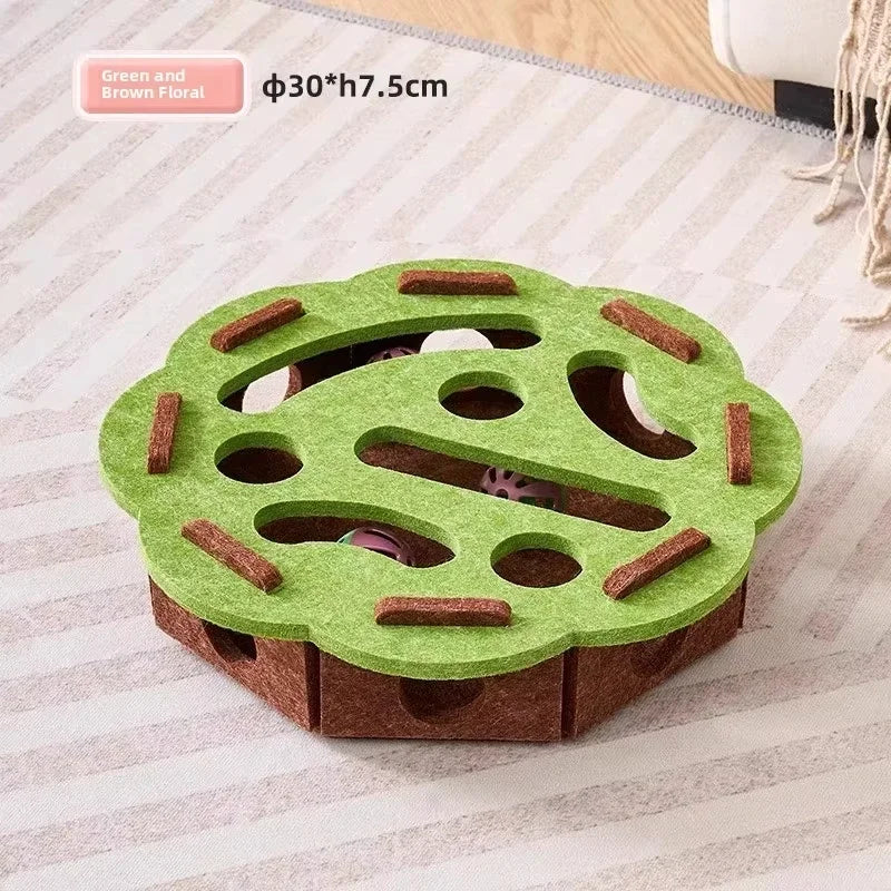 Cat Puzzle Toy — Felt Ball Hunting Box for Indoor Cats