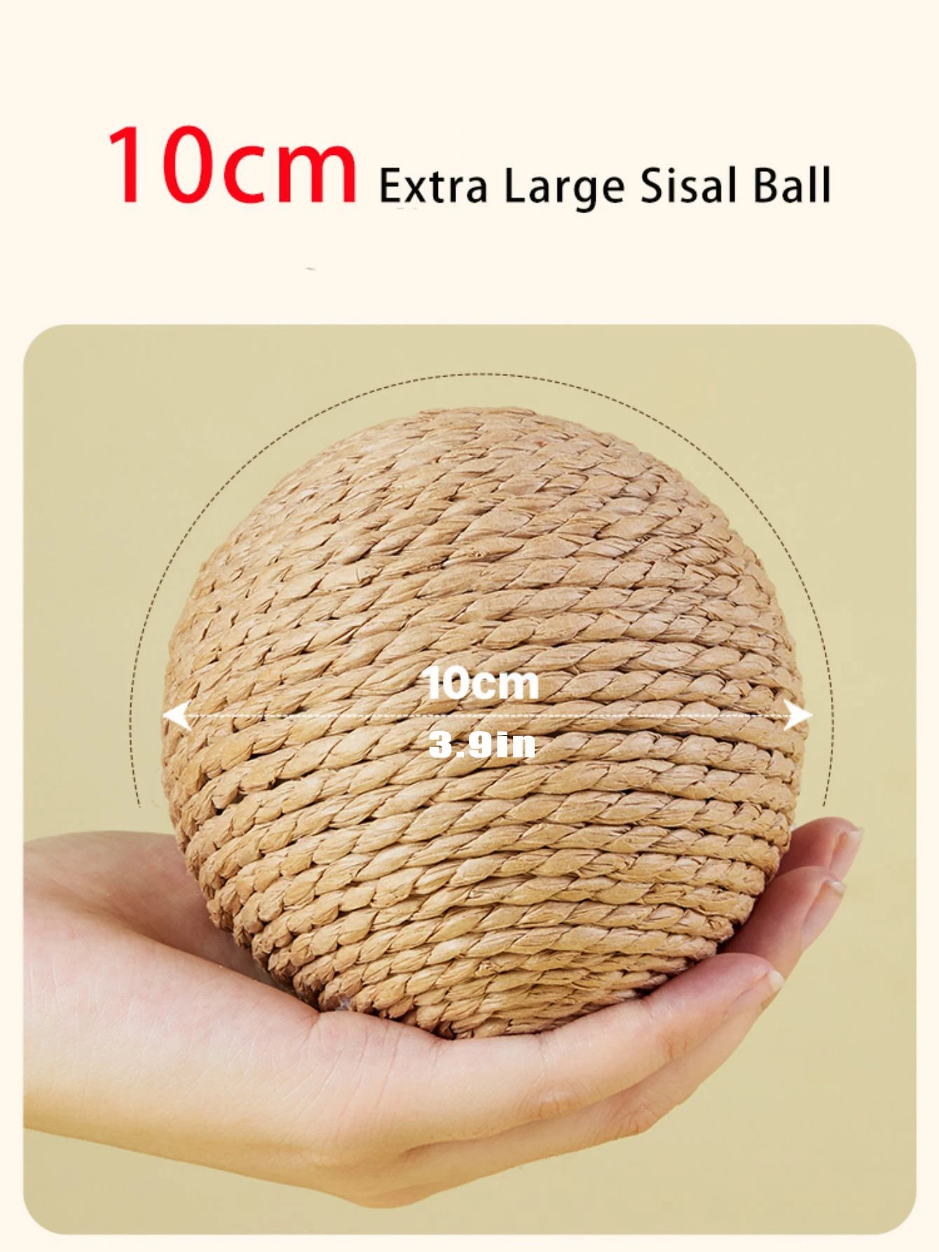 Sisal Cat Scratching Ball Toy with Bell — 10cm