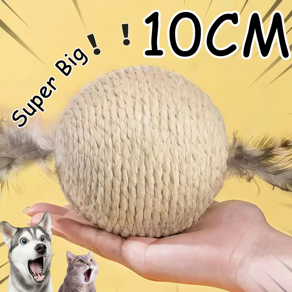 Sisal Cat Scratching Ball Toy with Bell — 10cm