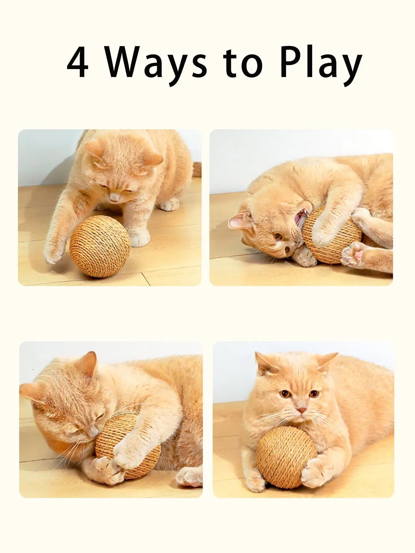 Sisal Cat Scratching Ball Toy with Bell — 10cm