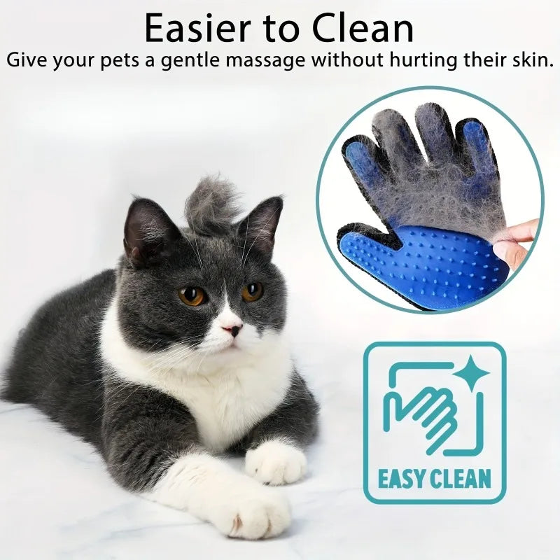 Pet Grooming Gloves — Silicone Deshedding & Massage Gloves for Dogs & Cats (2-Pack)