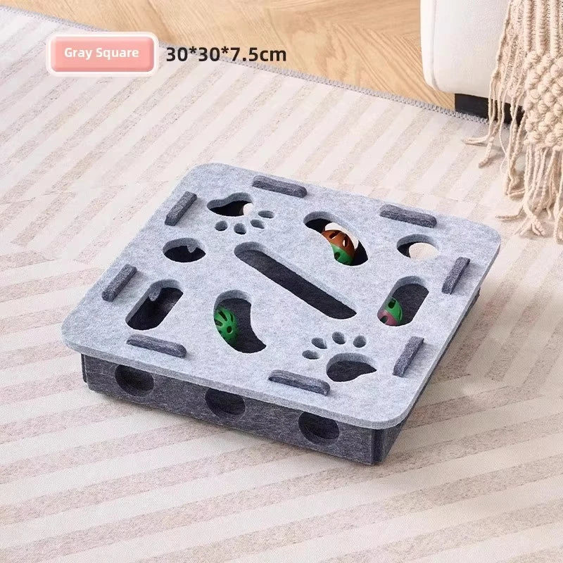 Cat Puzzle Toy — Felt Ball Hunting Box for Indoor Cats