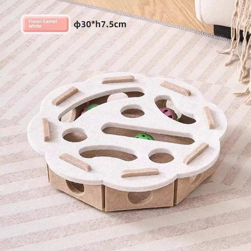Cat Puzzle Toy — Felt Ball Hunting Box for Indoor Cats