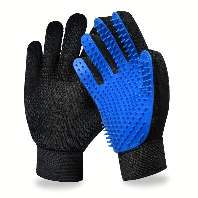 Pet Grooming Gloves — Silicone Deshedding & Massage Gloves for Dogs & Cats (2-Pack)