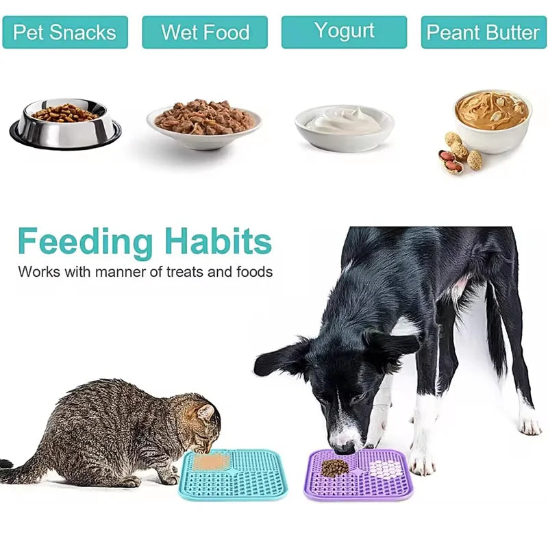 Silicone Pet Lick Mat — Slow Feeder with Suction Cup for Dogs & Cats