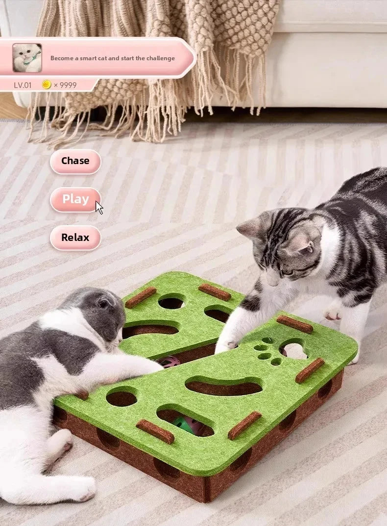 Cat Puzzle Toy — Felt Ball Hunting Box for Indoor Cats