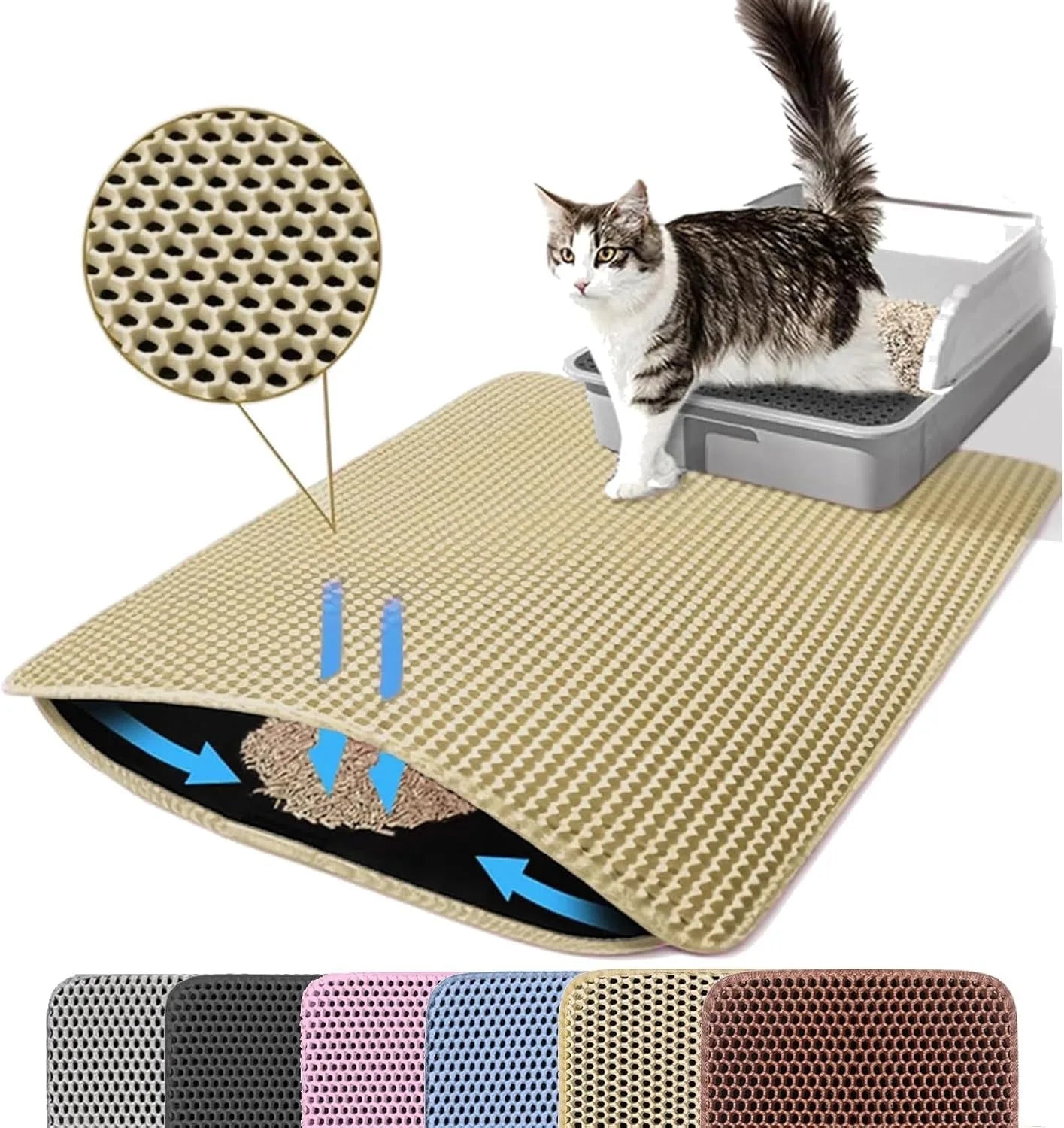 Double-Layer Cat Litter Mat — Waterproof, Washable & Non-Slip