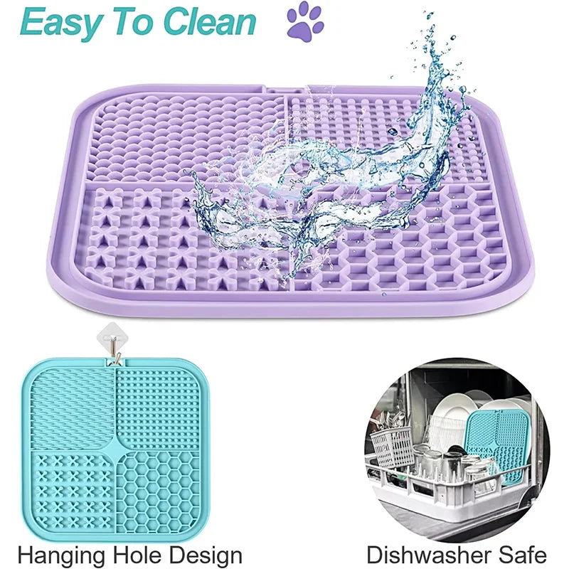Silicone Pet Lick Mat — Slow Feeder with Suction Cup for Dogs & Cats