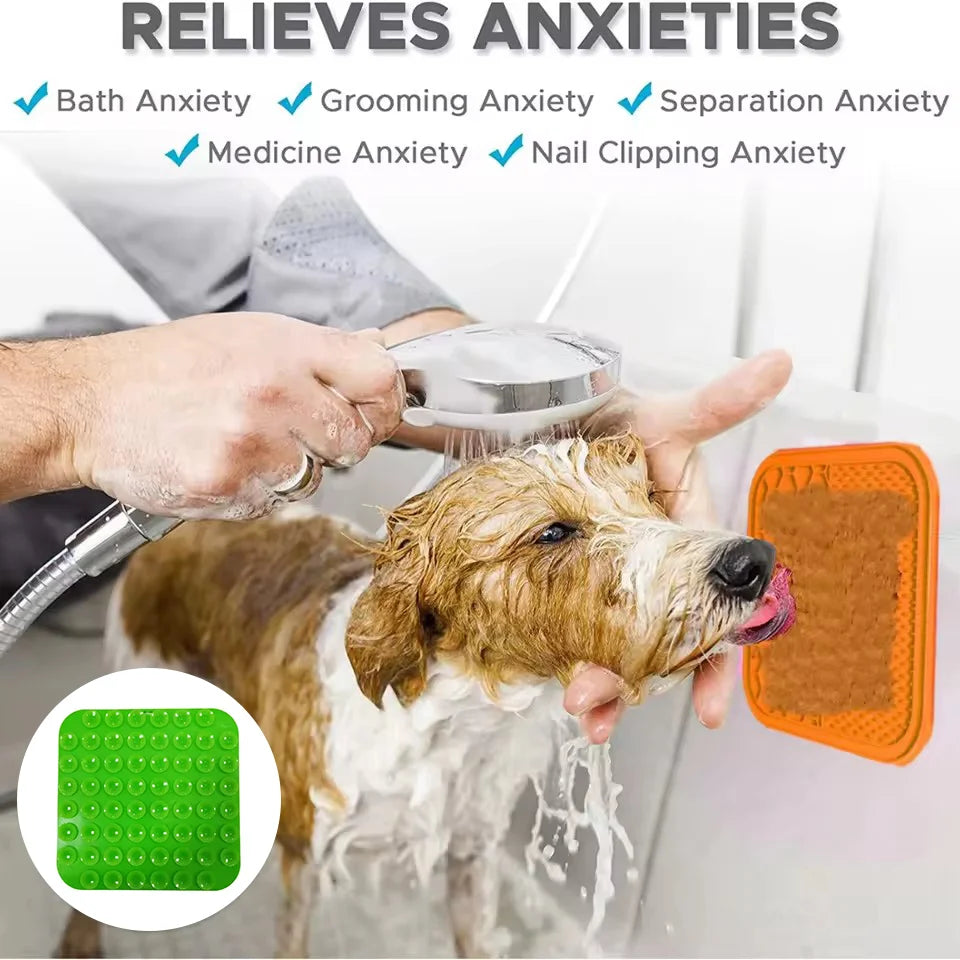 Silicone Pet Lick Mat — Slow Feeder with Suction Cup for Dogs & Cats