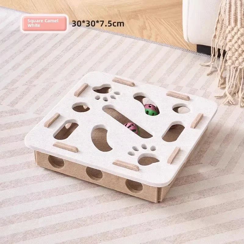 Cat Puzzle Toy — Felt Ball Hunting Box for Indoor Cats