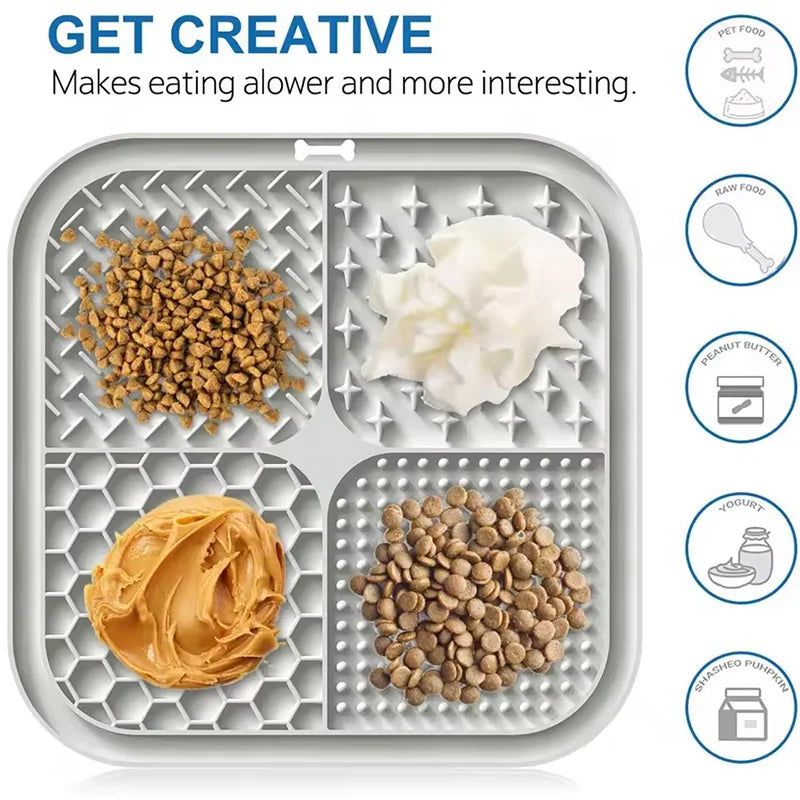 Silicone Pet Lick Mat — Slow Feeder with Suction Cup for Dogs & Cats