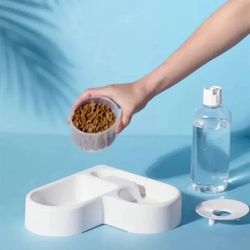 2-in-1 Pet Food & Water Bowl — Dual Compartment for Cats & Dogs
