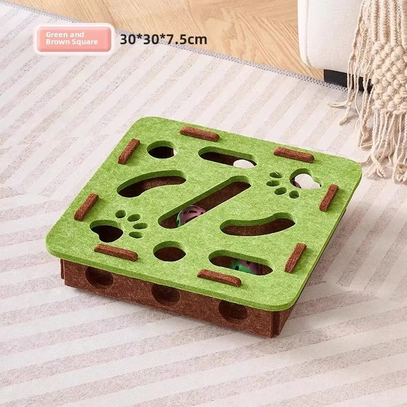 Cat Puzzle Toy — Felt Ball Hunting Box for Indoor Cats