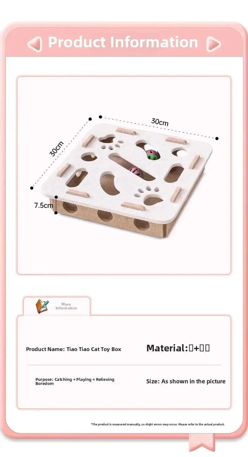 Cat Puzzle Toy — Felt Ball Hunting Box for Indoor Cats
