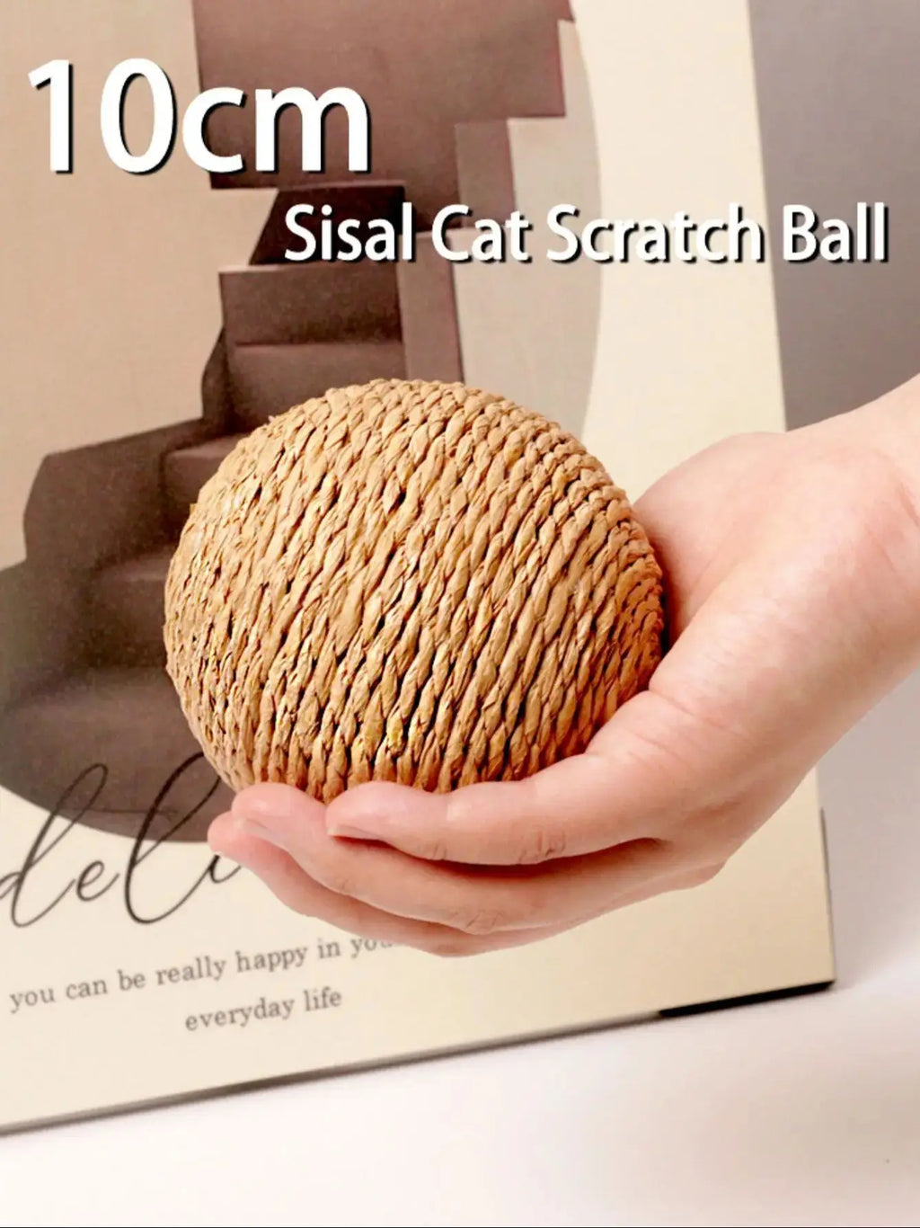 Sisal Cat Scratching Ball Toy with Bell — 10cm
