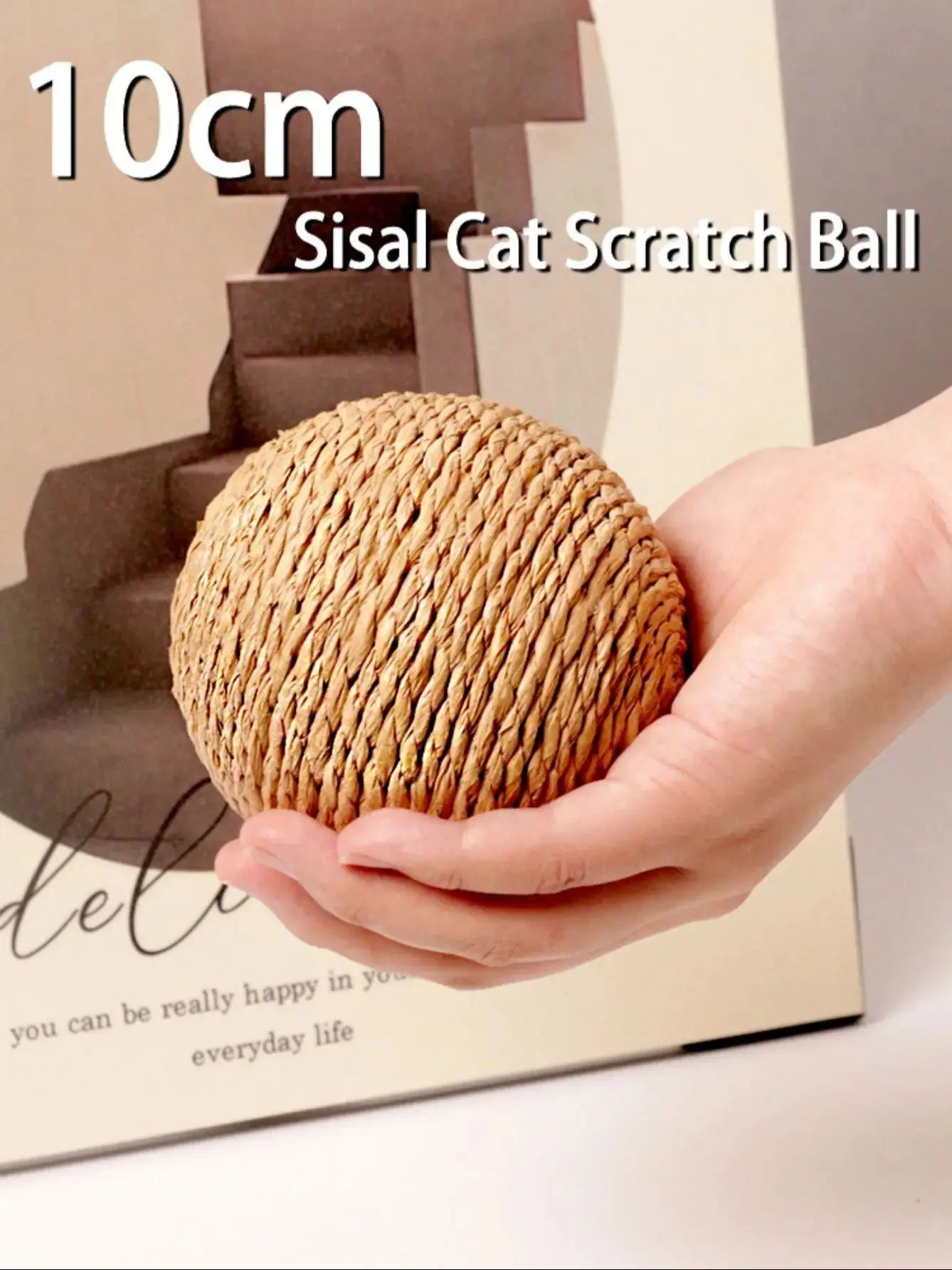 Sisal Cat Scratching Ball Toy with Bell — 10cm