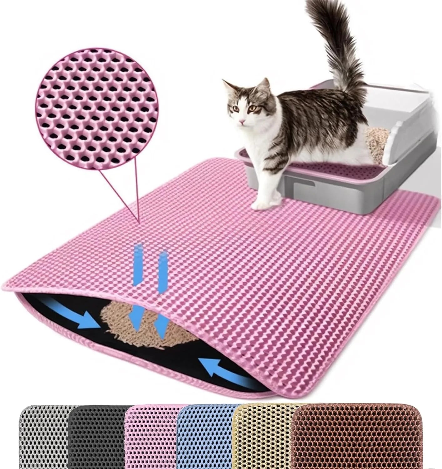 Double-Layer Cat Litter Mat — Waterproof, Washable & Non-Slip
