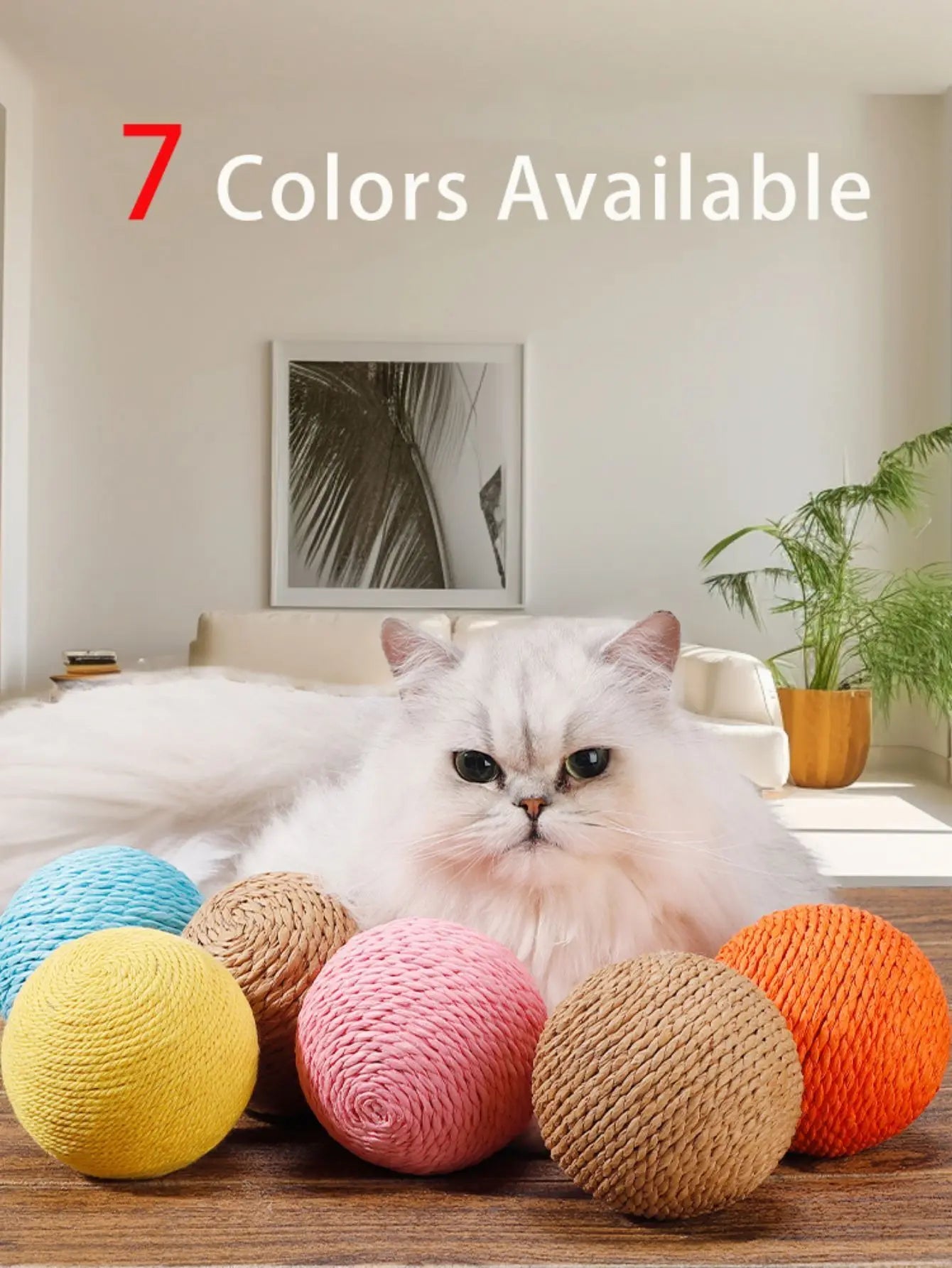 Sisal Cat Scratching Ball Toy with Bell — 10cm