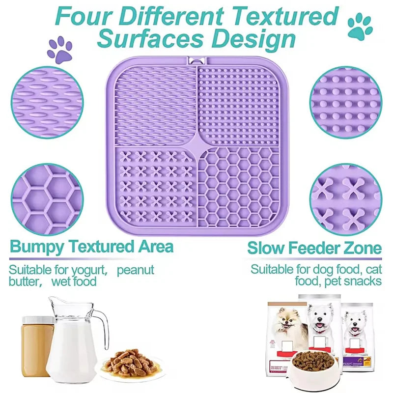 Silicone Pet Lick Mat — Slow Feeder with Suction Cup for Dogs & Cats
