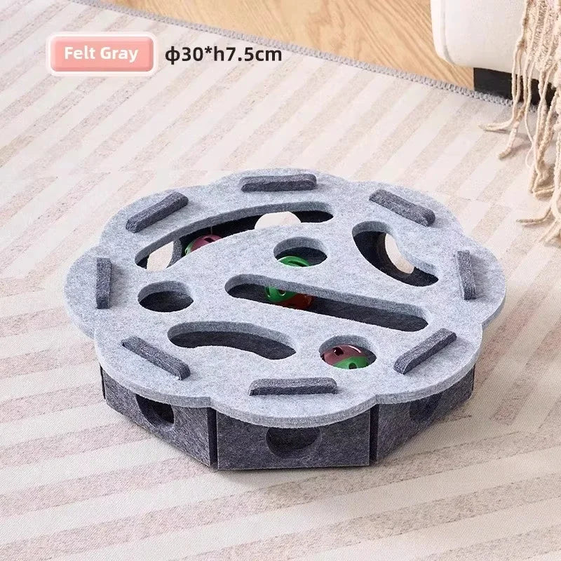 Cat Puzzle Toy — Felt Ball Hunting Box for Indoor Cats