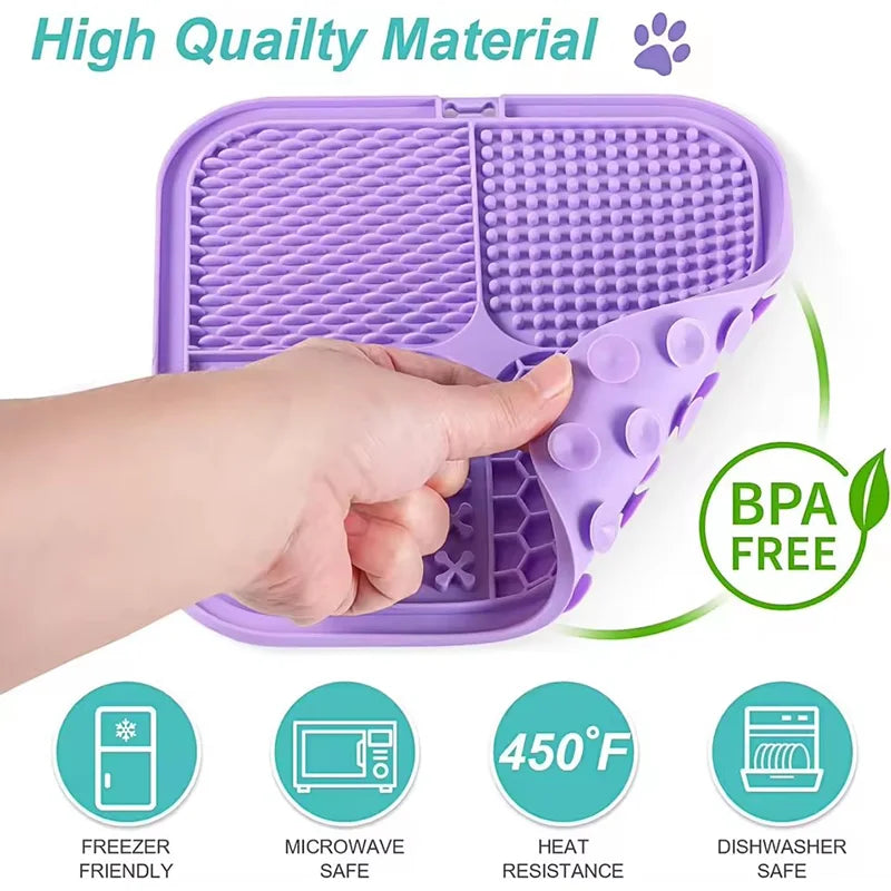 Silicone Pet Lick Mat — Slow Feeder with Suction Cup for Dogs & Cats