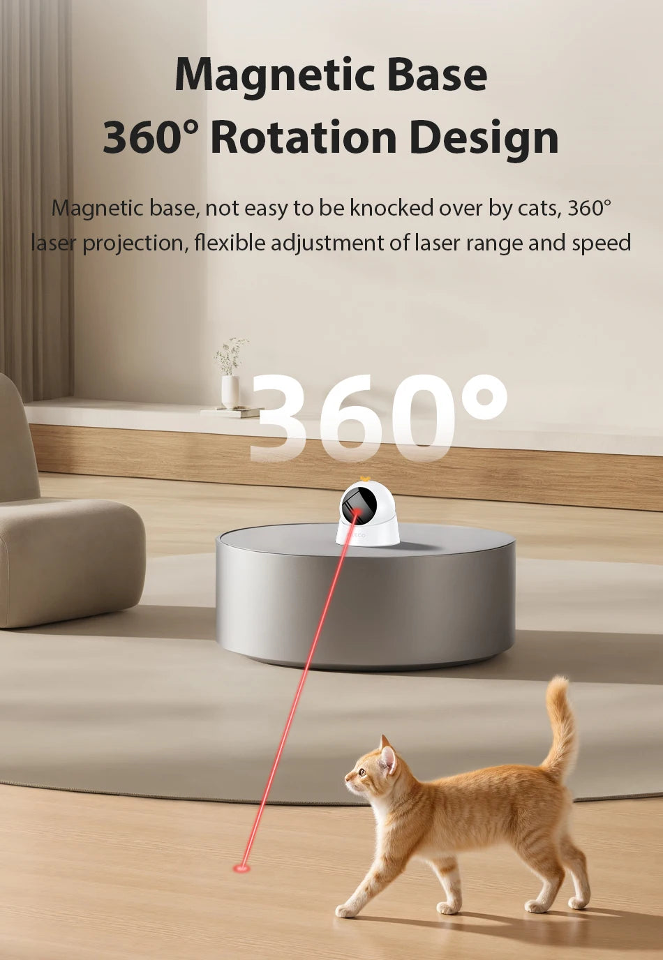 Automatic 360° Cat Laser Toy — Interactive Electric Teaser for Indoor Cats