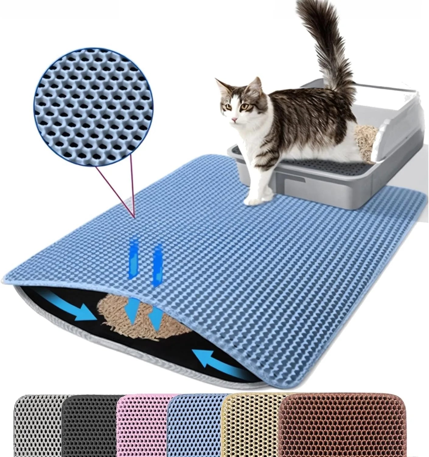 Double-Layer Cat Litter Mat — Waterproof, Washable & Non-Slip