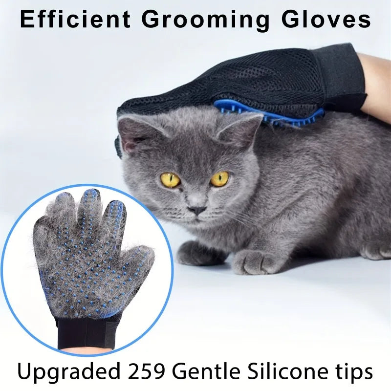 Pet Grooming Gloves — Silicone Deshedding & Massage Gloves for Dogs & Cats (2-Pack)