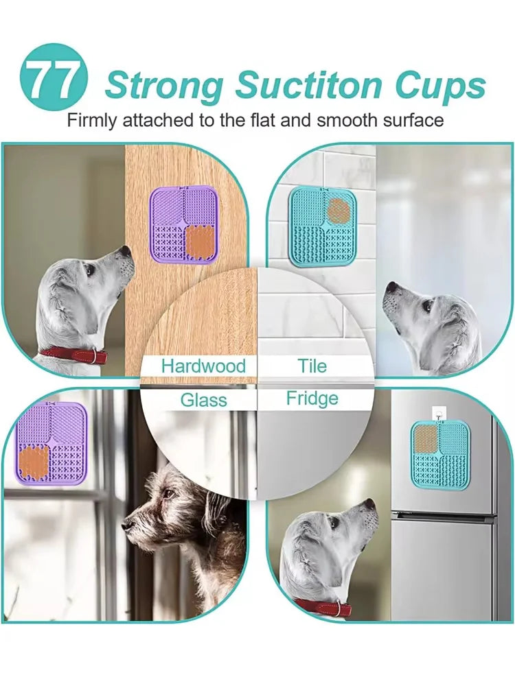 Silicone Pet Lick Mat — Slow Feeder with Suction Cup for Dogs & Cats
