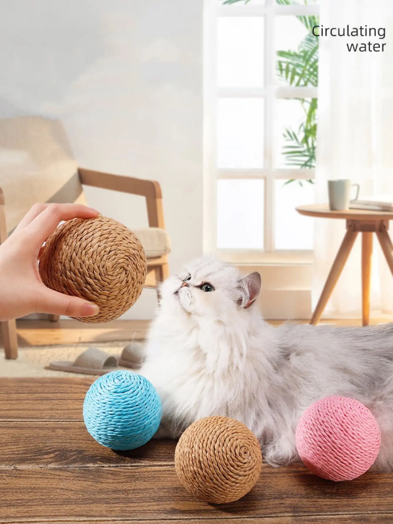 Sisal Cat Scratching Ball Toy with Bell — 10cm