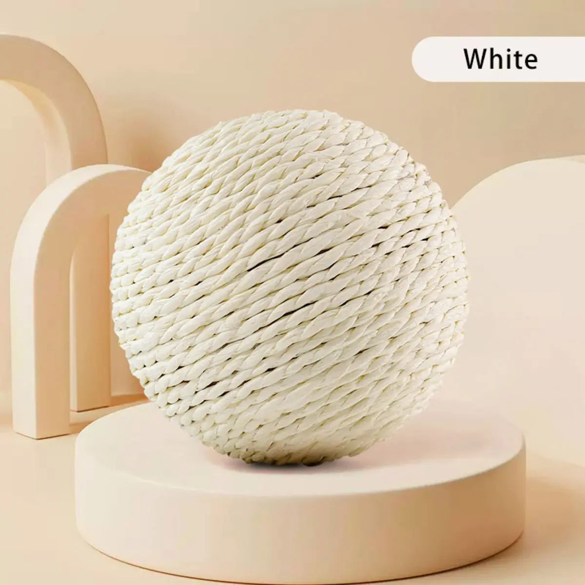 Sisal Cat Scratching Ball Toy with Bell — 10cm