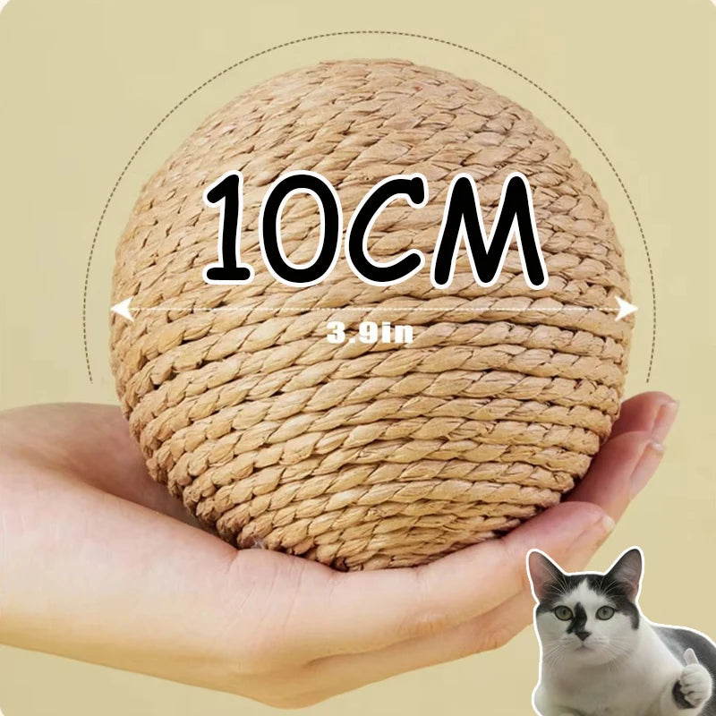 Sisal Cat Scratching Ball Toy with Bell — 10cm