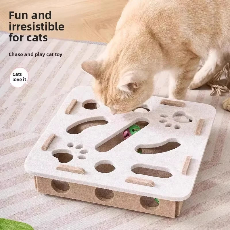 Cat Puzzle Toy — Felt Ball Hunting Box for Indoor Cats