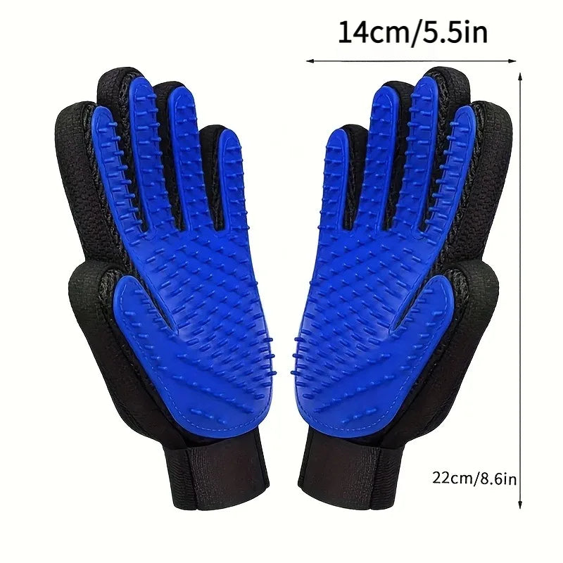 Pet Grooming Gloves — Silicone Deshedding & Massage Gloves for Dogs & Cats (2-Pack)