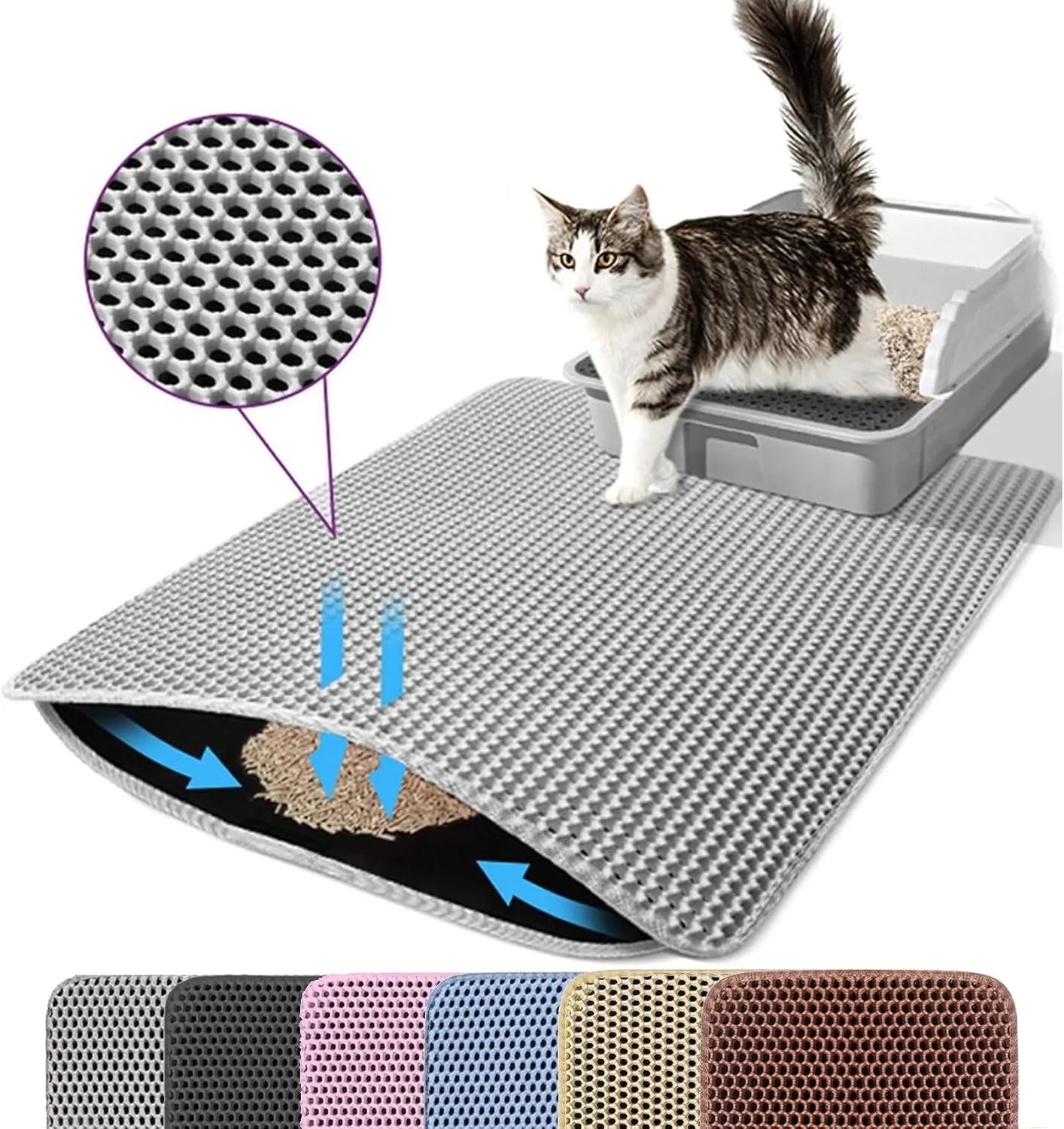 Double-Layer Cat Litter Mat — Waterproof, Washable & Non-Slip