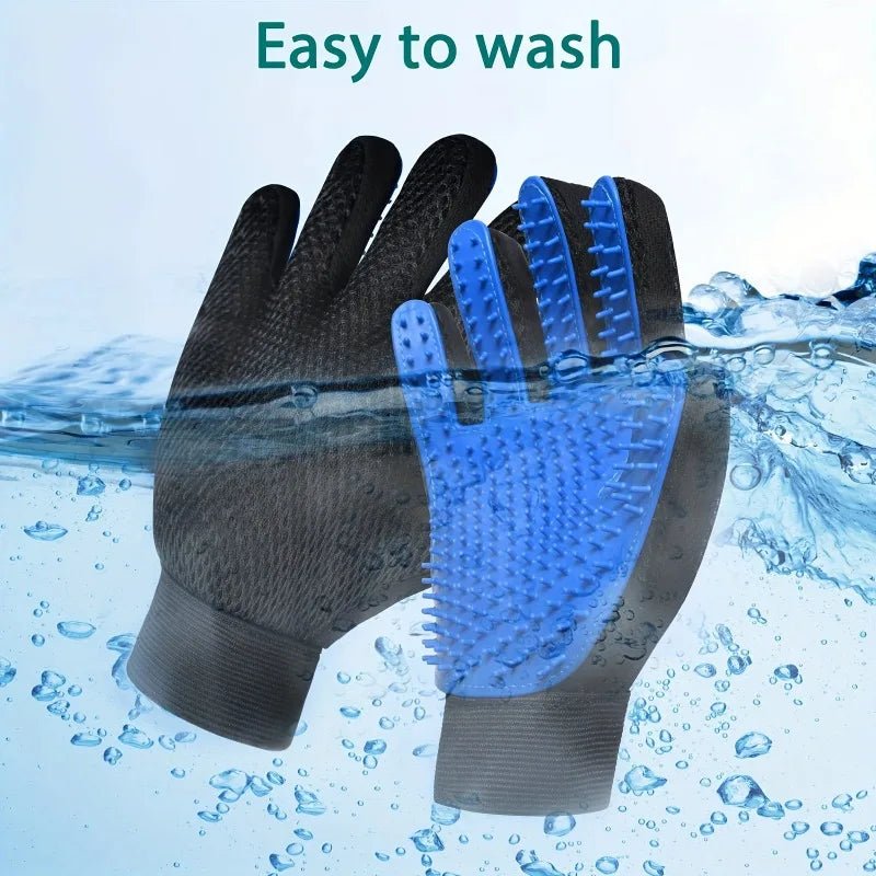 Pet Grooming Gloves — Silicone Deshedding & Massage Gloves for Dogs & Cats (2-Pack)